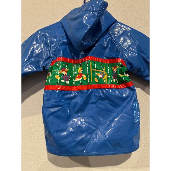 Vintage Kids Blue Rain‎ Jacket with Farm Print - Picture 3 of 8